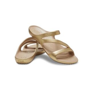 Crocs Kadee II Metallic Gold Sandals Womens Size 9 Excellent 210147-710